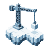 A crane lowering a new ice block