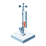 The weather mast: a thermometer on an ice tile